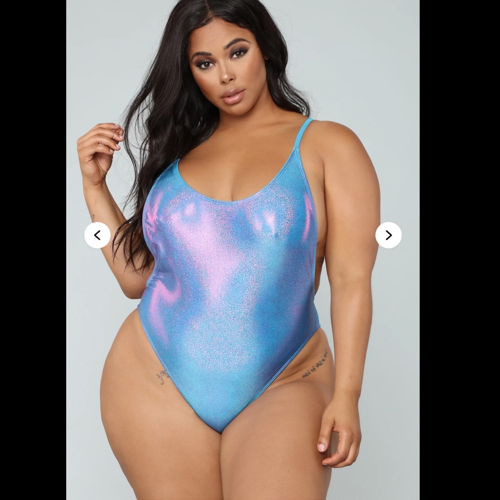 Metallic One-Piece Swimsuit in Blue and Purple